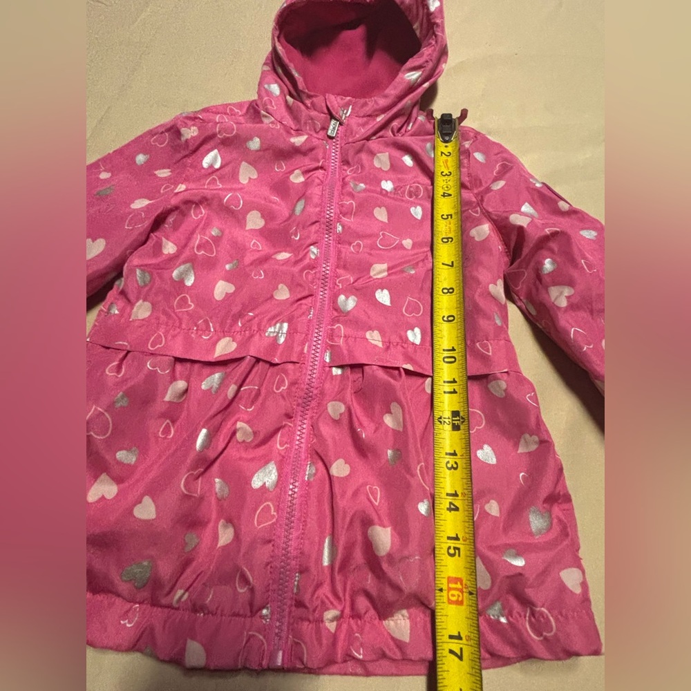 DKNY Pink Kids Raincoat with Heart Pattern - Picture 5 of 16